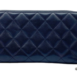 CHANEL Cambon Line Round Long Wallet Leather Black A50078 Cowhide Women's Men's Enamel 17th Series