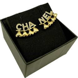 CHANEL Chanel Earrings Gold GP Heart Rhinestone B23P Accessories Ear Piercings - Women's Men's