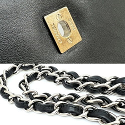 CHANEL Chanel Deca Matelasse Single Flap Leather Black Chain Bag Double Shoulder for Women and Men