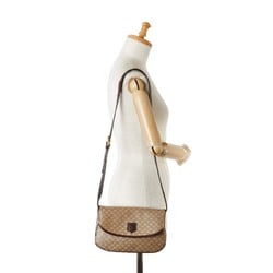 Celine Macadam Shoulder Bag Beige Brown PVC Leather Women's CELINE