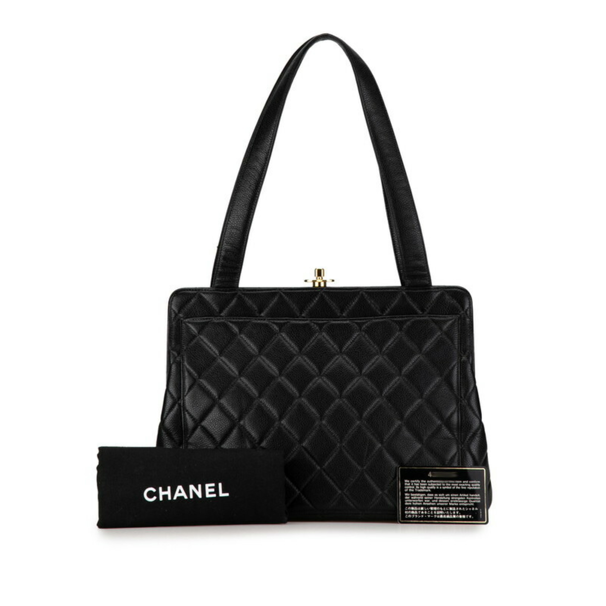 Chanel Coco Mark Matelasse Tote Bag Handbag Black Caviar Skin Women's CHANEL