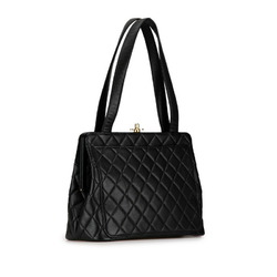 Chanel Coco Mark Matelasse Tote Bag Handbag Black Caviar Skin Women's CHANEL