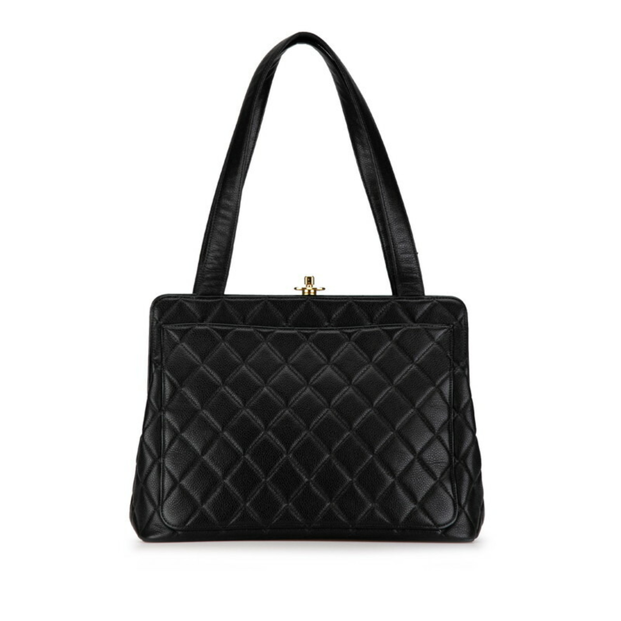 Chanel Coco Mark Matelasse Tote Bag Handbag Black Caviar Skin Women's CHANEL