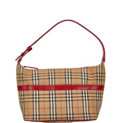 Burberry Nova Check Shadow Horse Bag Handbag Beige Red Canvas Leather Women's BURBERRY