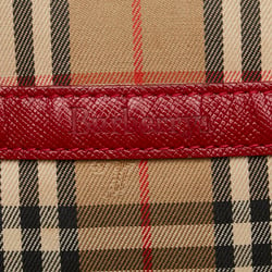 Burberry Nova Check Shadow Horse Bag Handbag Beige Red Canvas Leather Women's BURBERRY