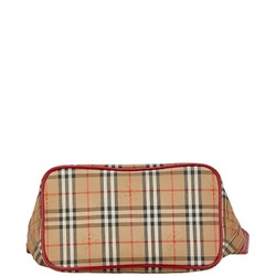 Burberry Nova Check Shadow Horse Bag Handbag Beige Red Canvas Leather Women's BURBERRY