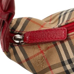 Burberry Nova Check Shadow Horse Bag Handbag Beige Red Canvas Leather Women's BURBERRY