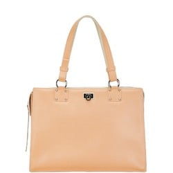 Salvatore Ferragamo Gancini Tote Bag Handbag AQ-21 0851 Pink Beige White Leather Women's