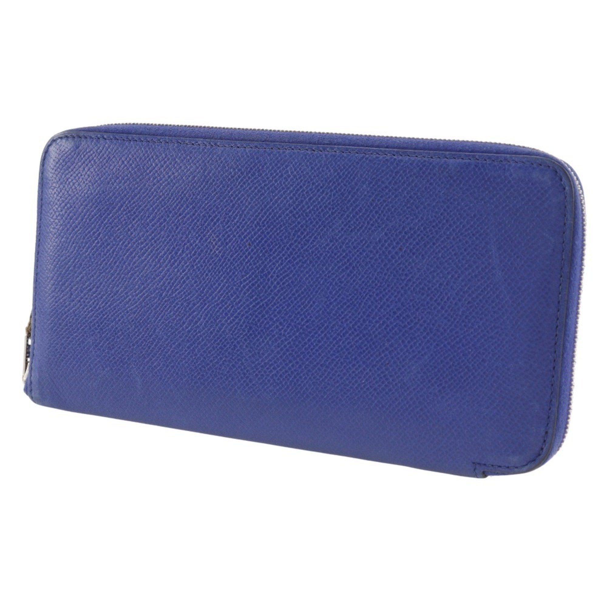 Hermes Azap long silk in wallet, Epsom leather, blue, O in, for women