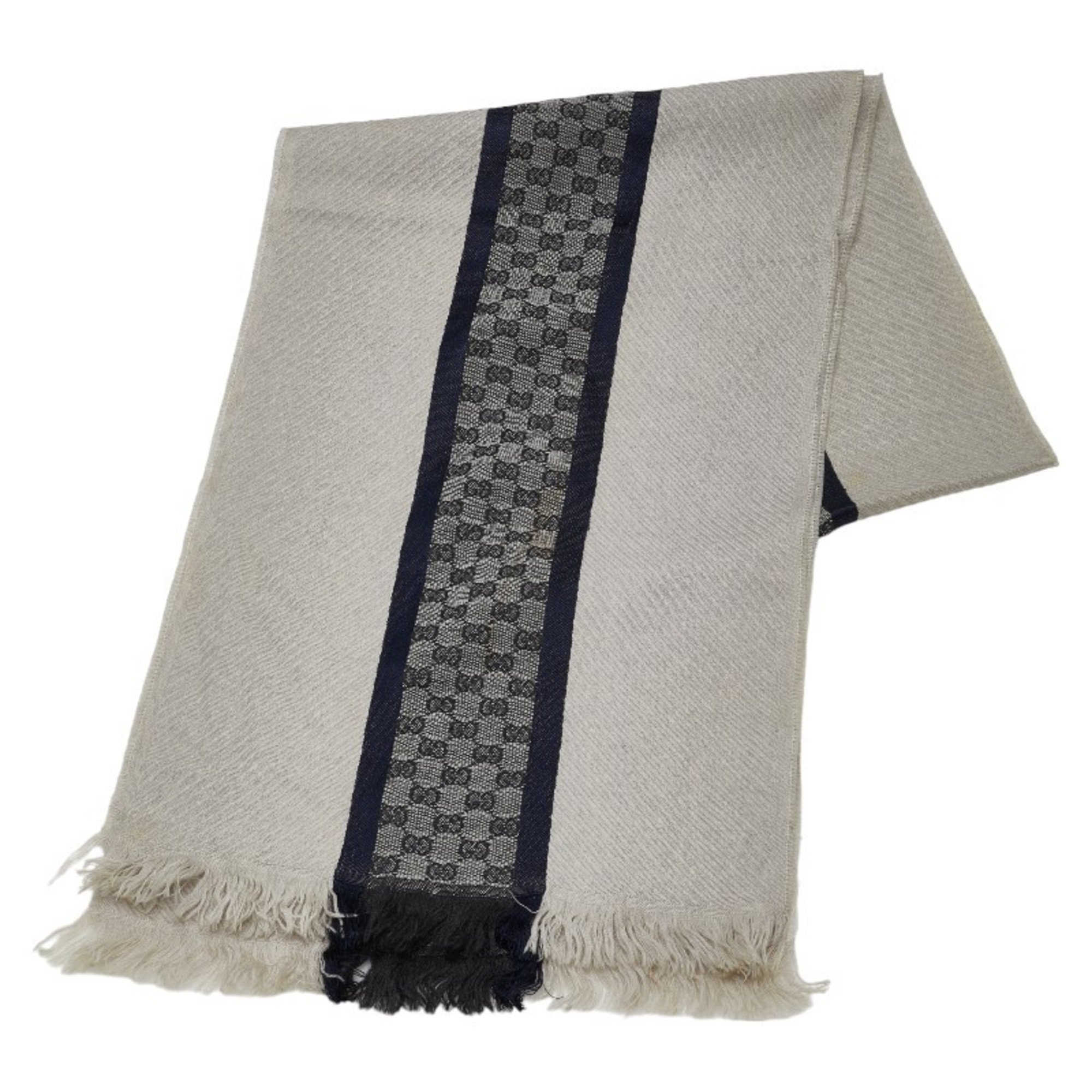 Gucci Scarf 162226 Grey Wool Silk Women's GUCCI