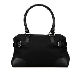 Salvatore Ferragamo Gancini Handbag Tote Bag EE-21 499 Black Canvas Leather Women's