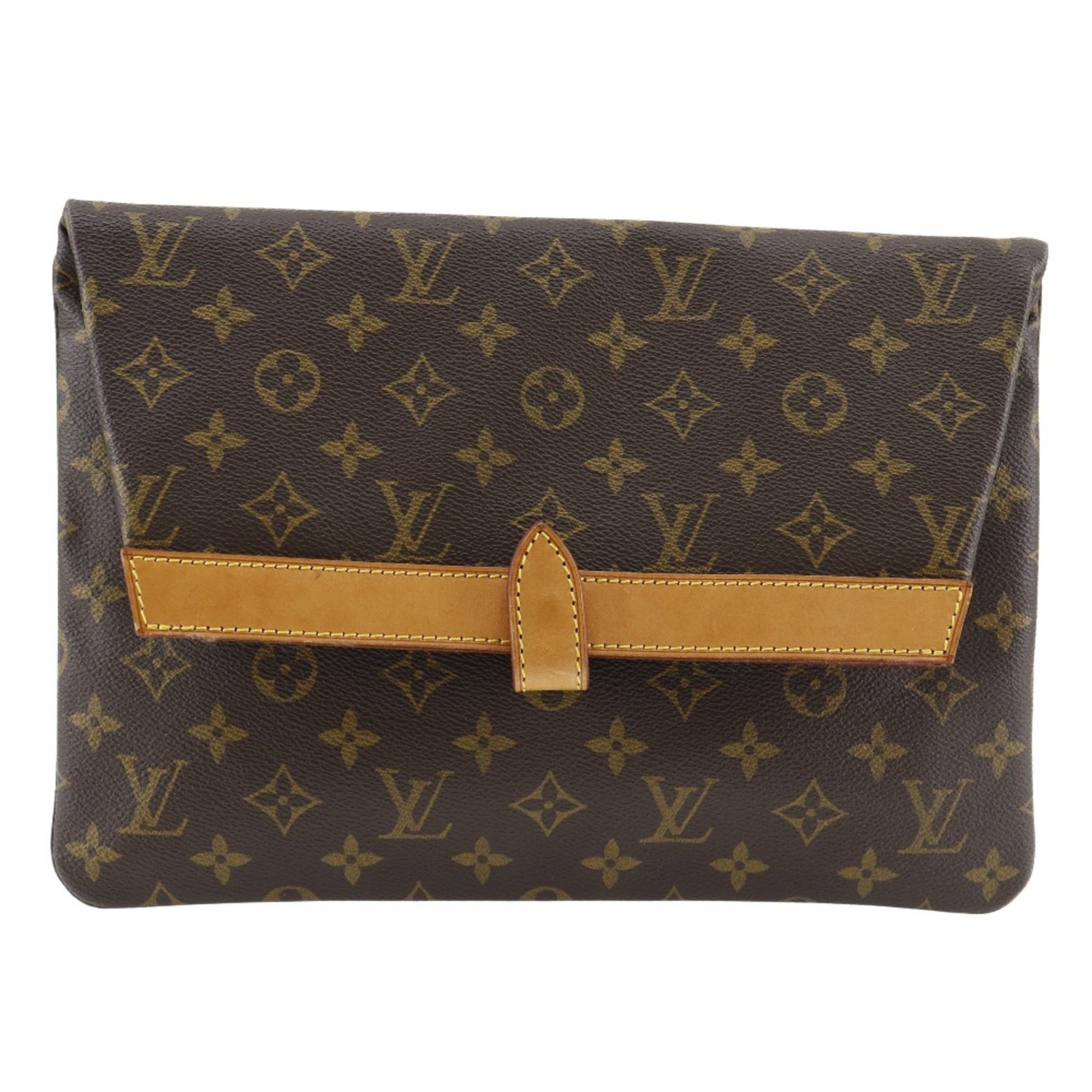 Louis Vuitton LOUIS VUITTON Pochette Priant Clutch Bag M51805 Monogram Canvas A5 Snap Button Unisex