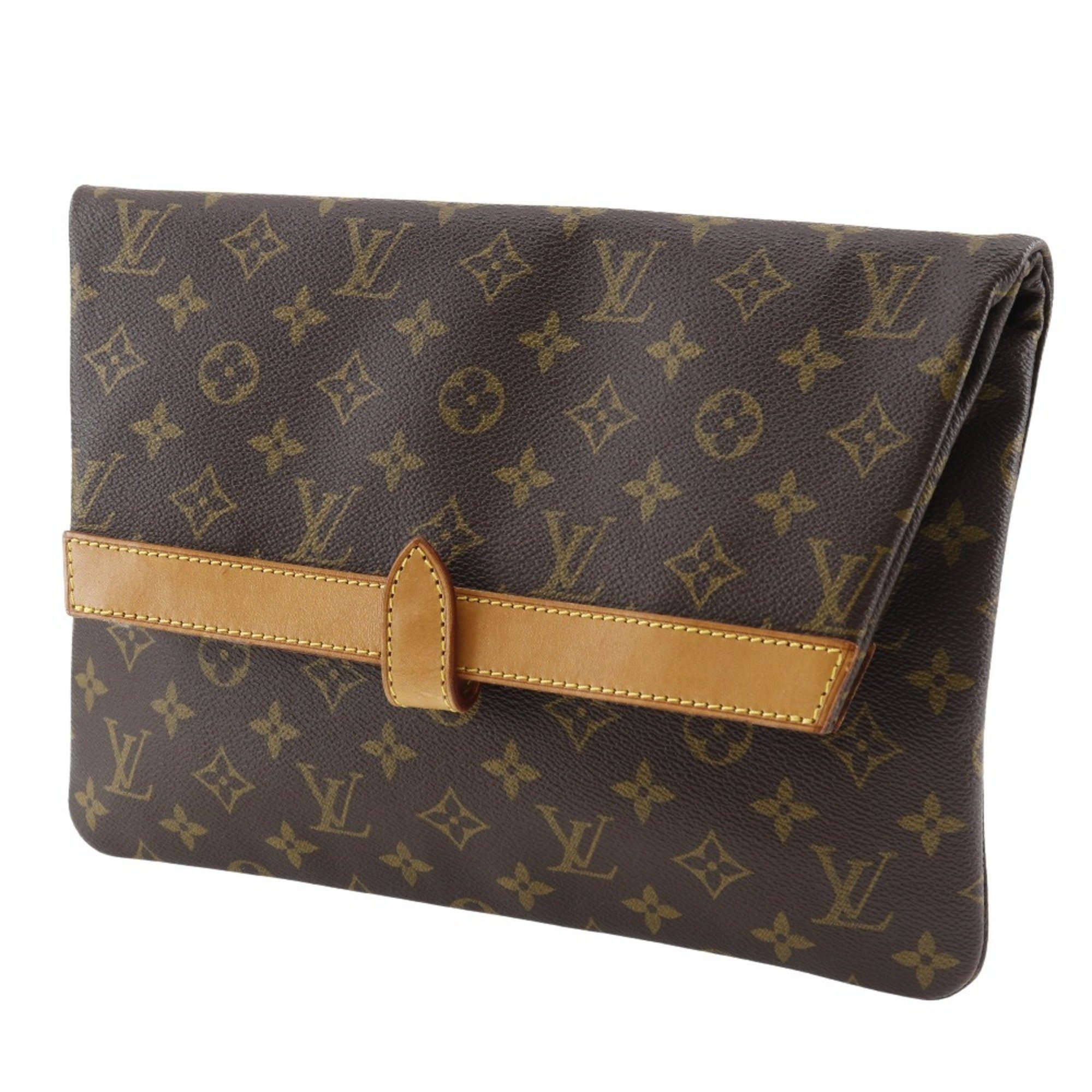 Louis Vuitton LOUIS VUITTON Pochette Priant Clutch Bag M51805 Monogram Canvas A5 Snap Button Unisex