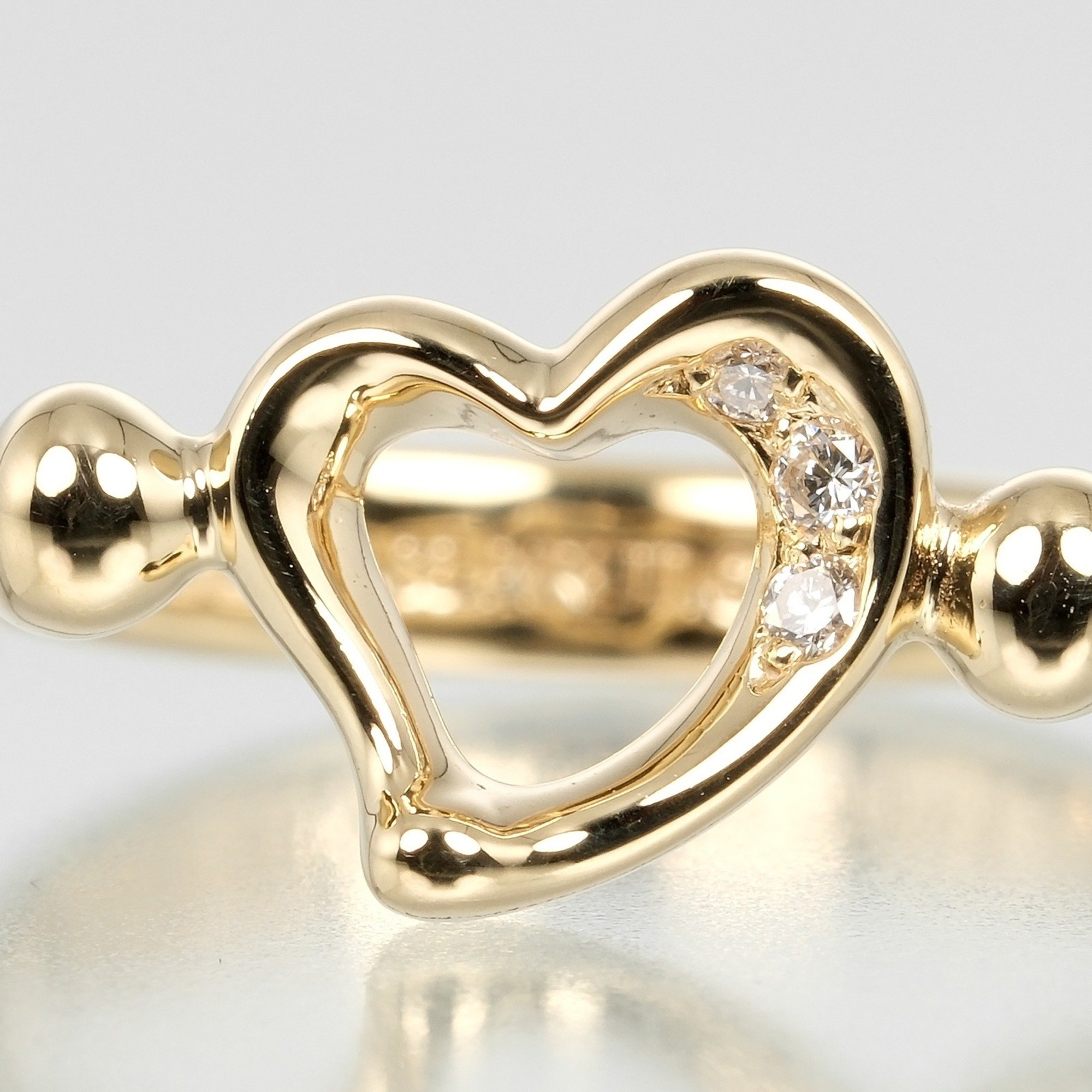 Tiffany & Co. Heart Ring, Size 8, K18YG Yellow Gold, 3P, Diamond, Approx. 3.25g