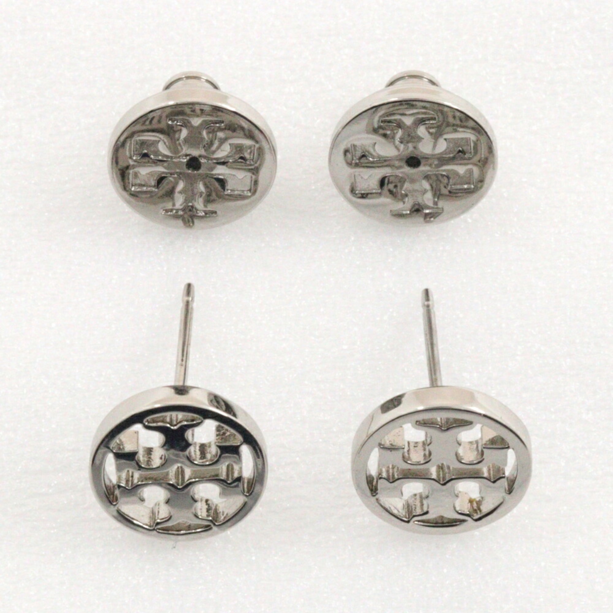 Tory Burch Earrings, Silver, Approx. 4.3g, Logo, Women's