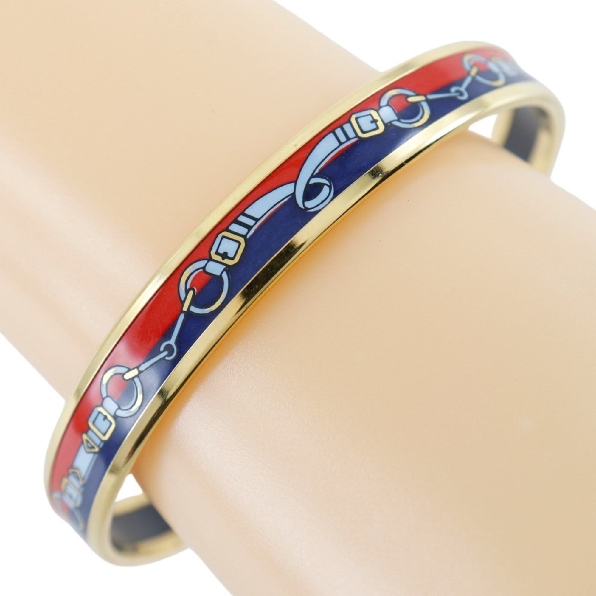 Hermes HERMES enamel bangle, cloisonné, gold plated, made in Australia, red, approx. 22g, Email, women's