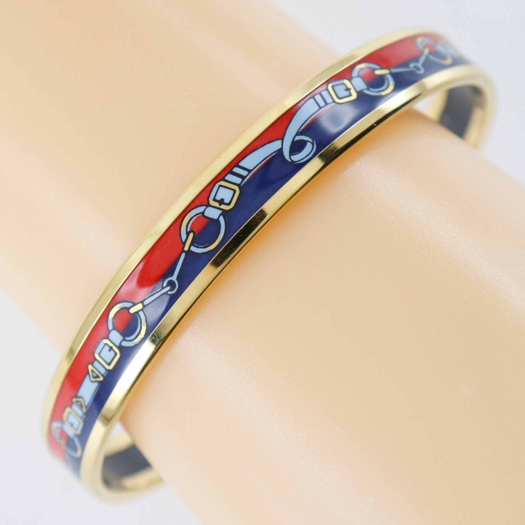 Hermes HERMES enamel bangle, cloisonné, gold plated, made in Australia, red, approx. 22g, Email, women's