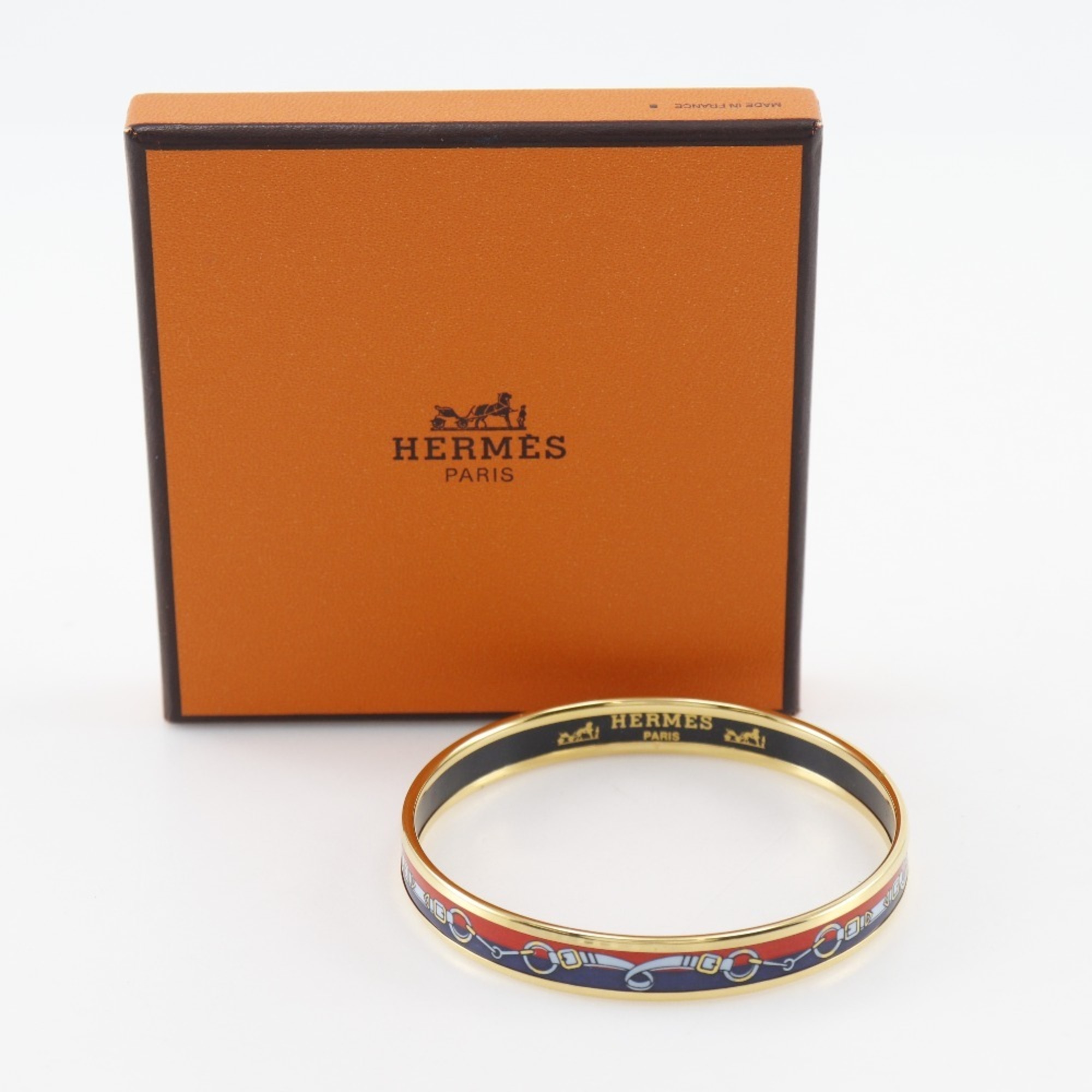 Hermes HERMES enamel bangle, cloisonné, gold plated, made in Australia, red, approx. 22g, Email, women's