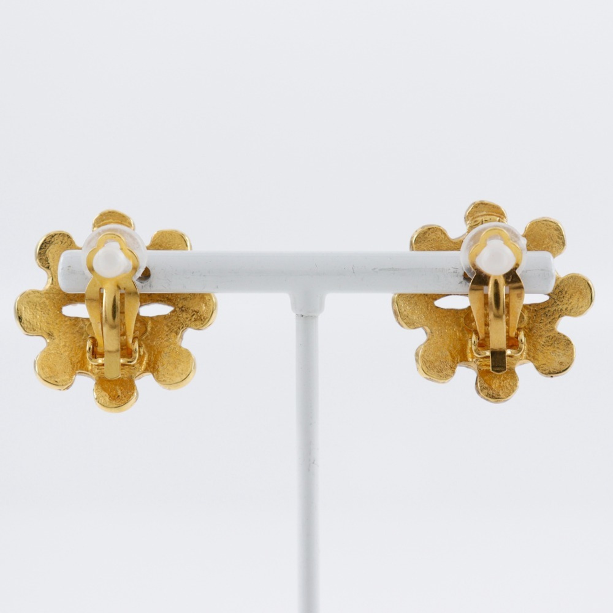 Chanel Coco Mark Earrings, Gold Plated, 1994, 94P, Flower, Approx. 11.3g, COCO Mark, Women's