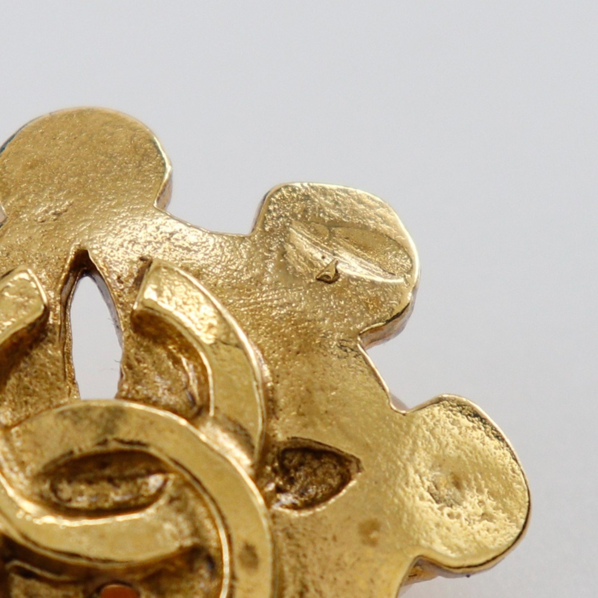 Chanel Coco Mark Earrings, Gold Plated, 1994, 94P, Flower, Approx. 11.3g, COCO Mark, Women's