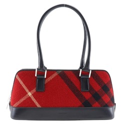 Burberry Check Handbag Canvas x Leather Double Women's