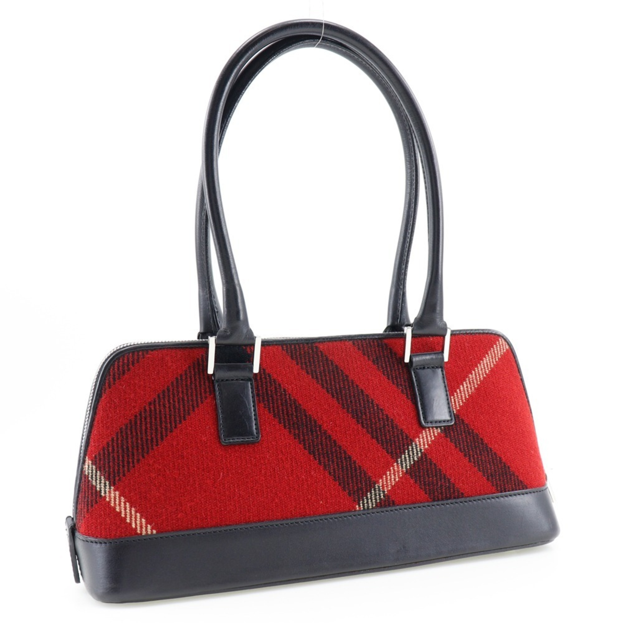 Burberry Check Handbag Canvas x Leather Double Women's