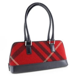 Burberry Check Handbag Canvas x Leather Double Women's