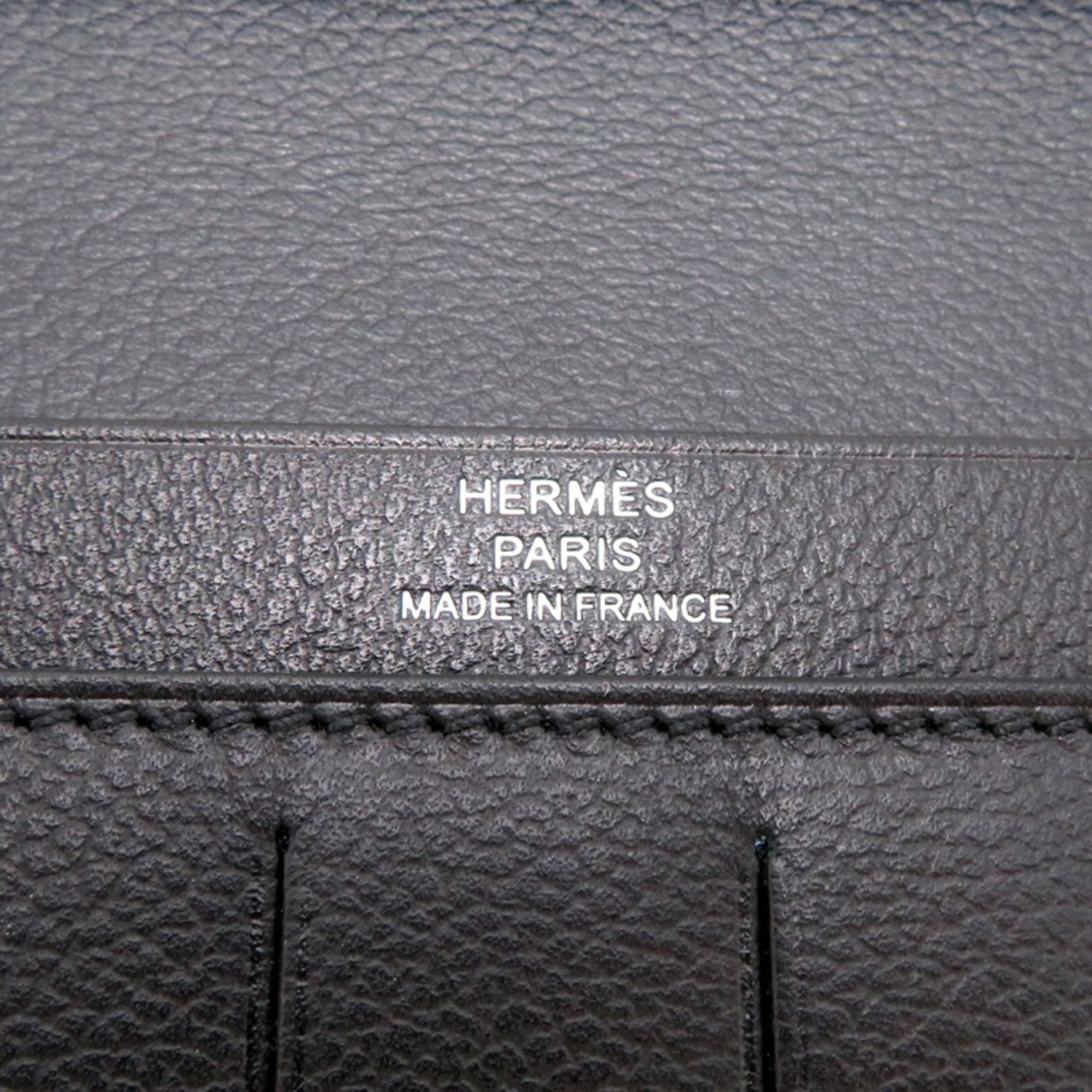 Hermes Citizen Twill Combine Long Women's and Men's Wallet in Evergrain Noir (Black)