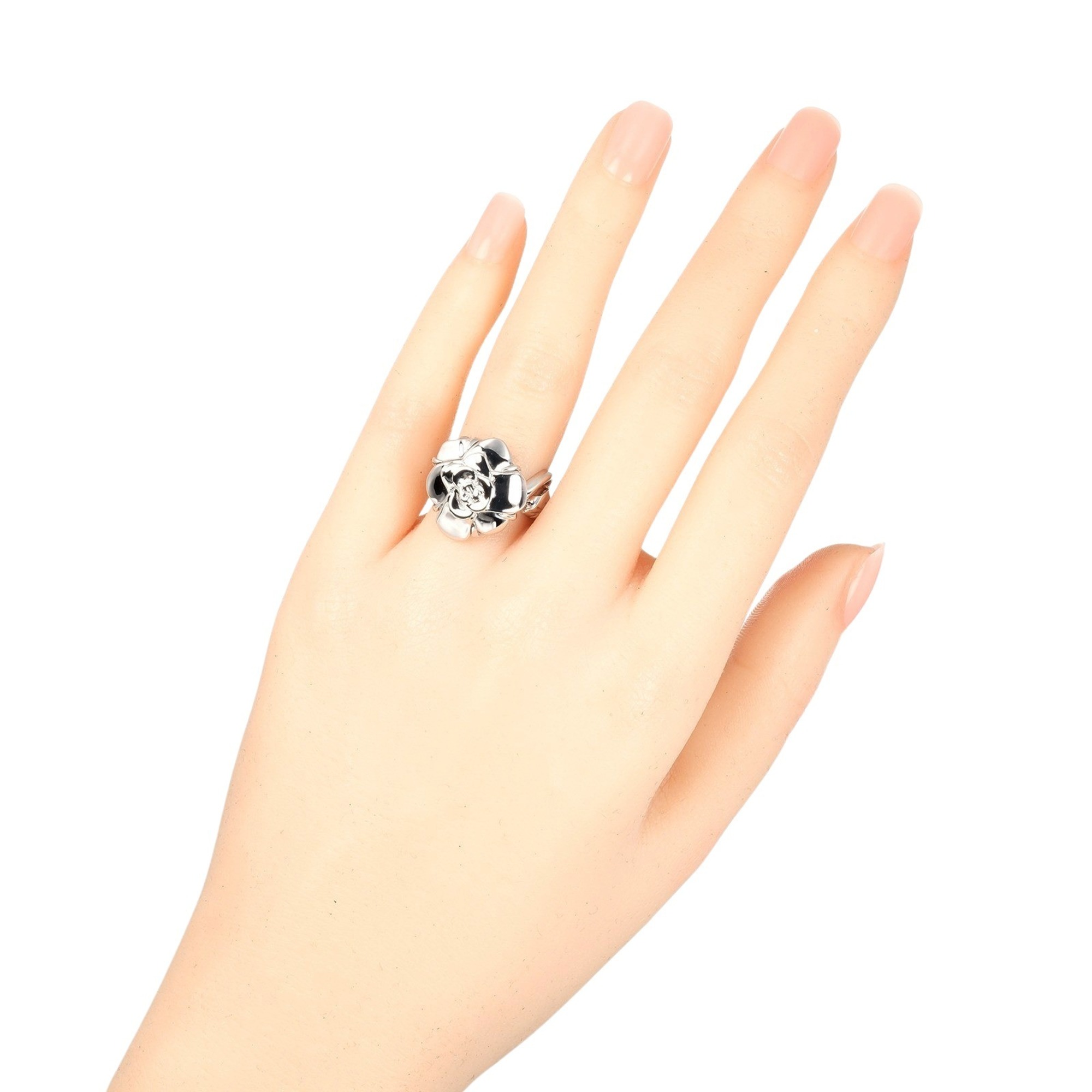 CHANEL Camellia size 8 ring, K18WG white gold, approx. 9.96g