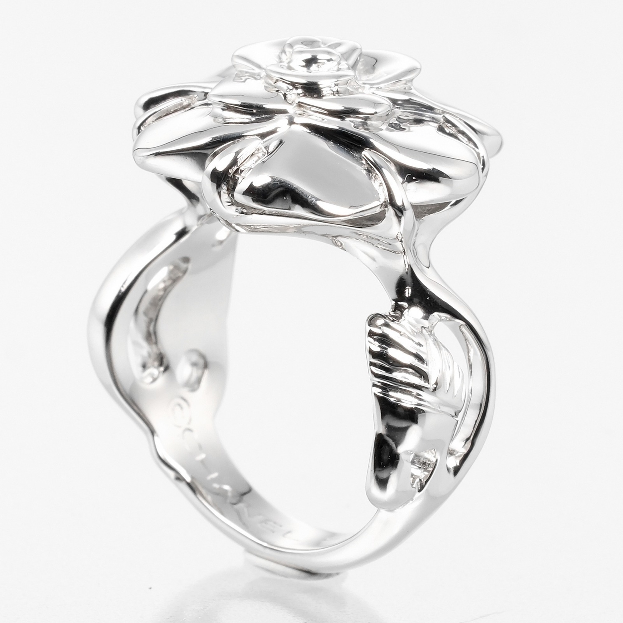 CHANEL Camellia size 8 ring, K18WG white gold, approx. 9.96g