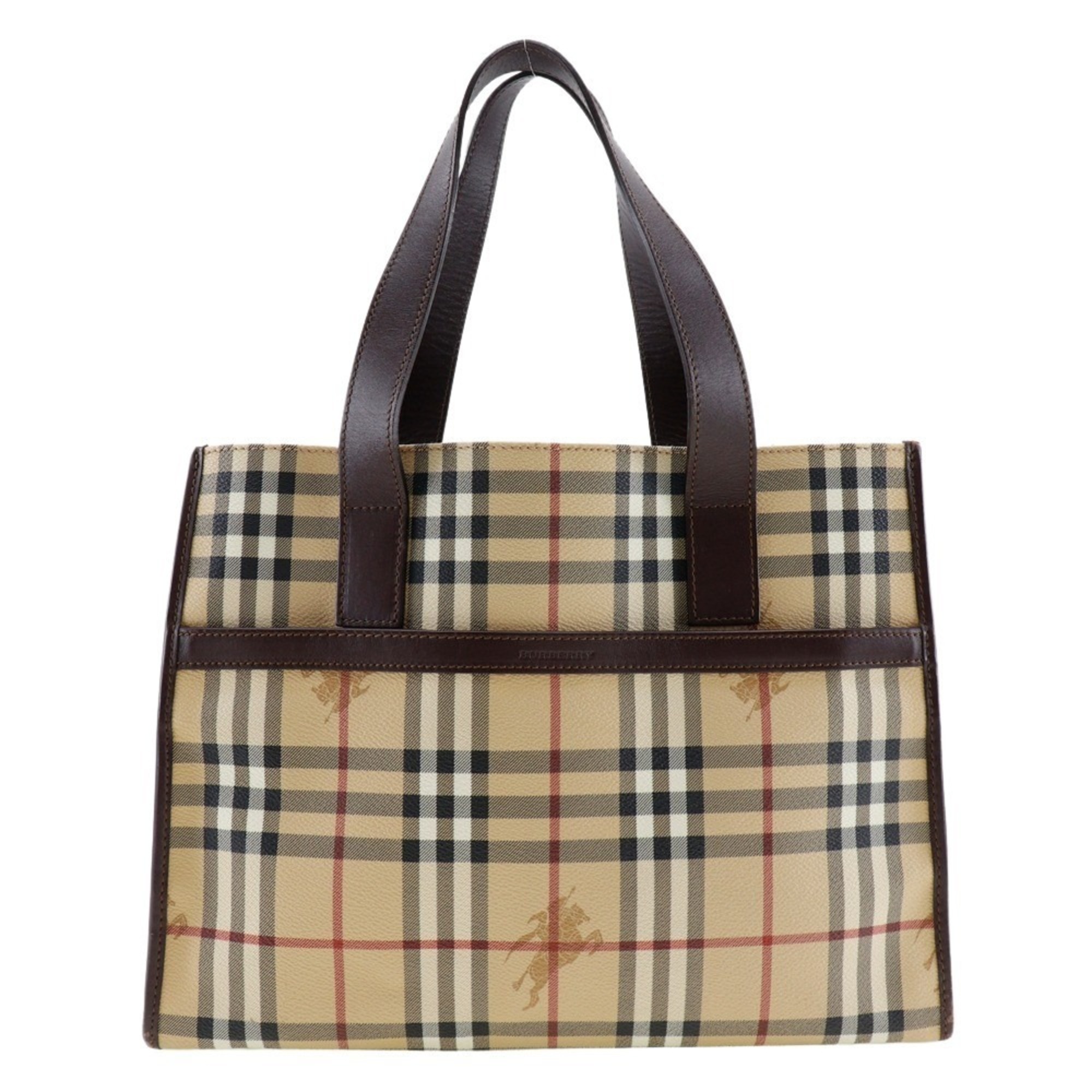 Burberry Tote Bag Nova Check PVC Coated Canvas x Leather Women's