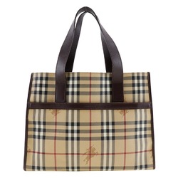 Burberry Tote Bag Nova Check PVC Coated Canvas x Leather Women's