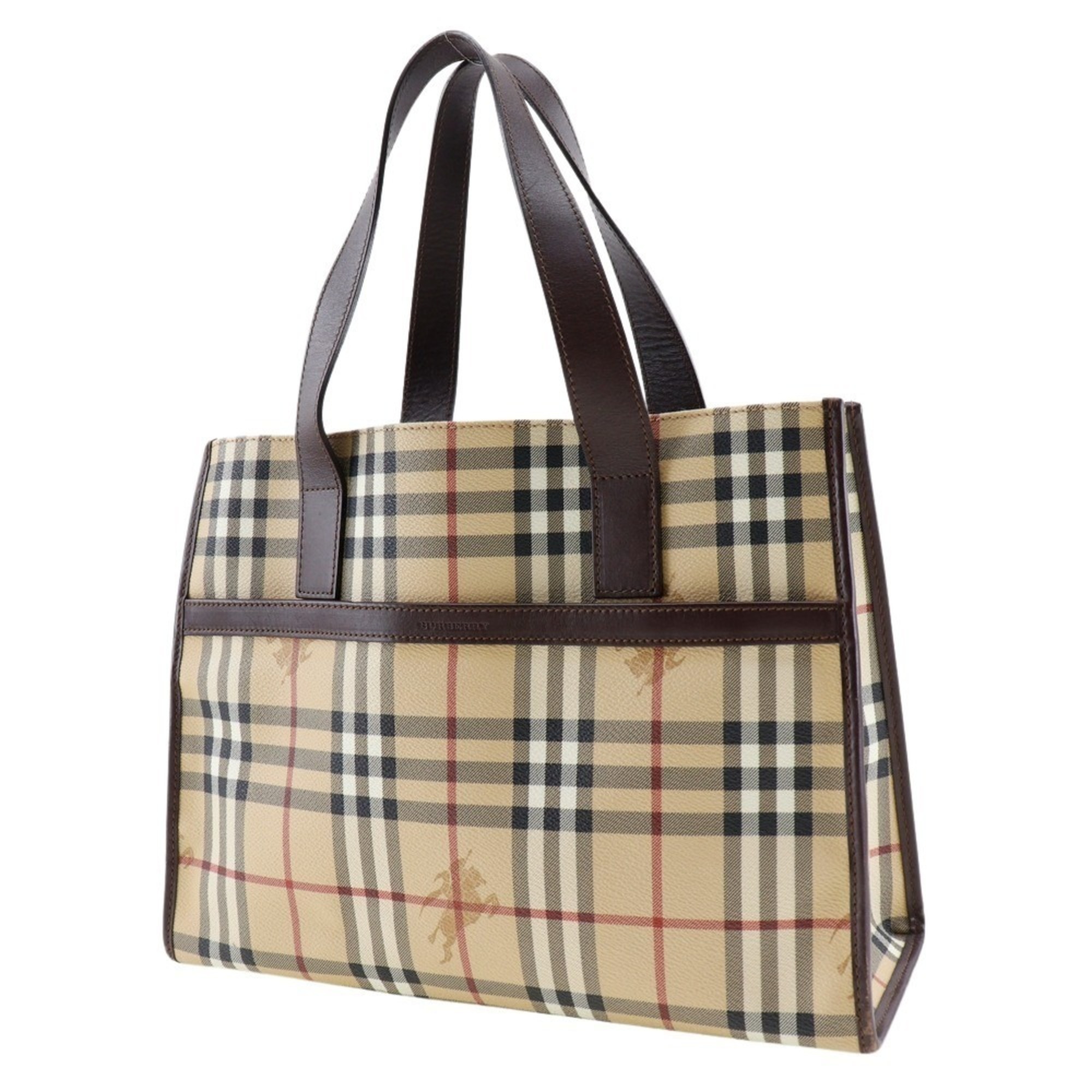 Burberry Tote Bag Nova Check PVC Coated Canvas x Leather Women's