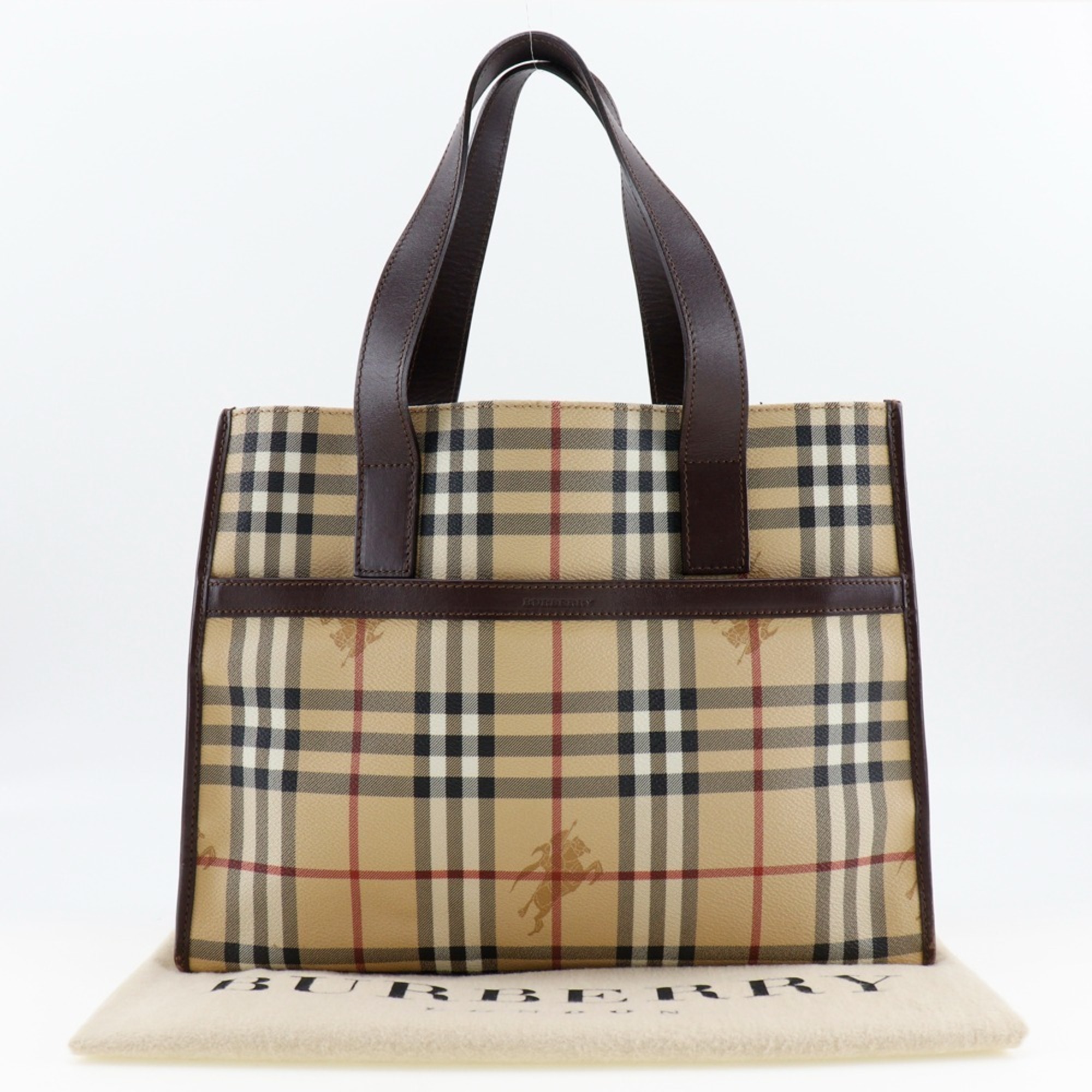 Burberry Tote Bag Nova Check PVC Coated Canvas x Leather Women's