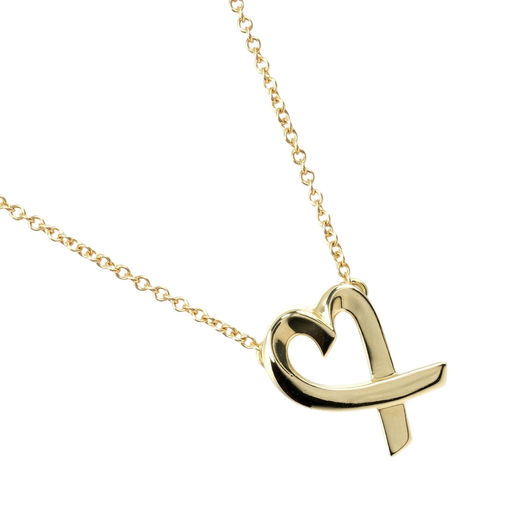 Tiffany & Co. Loving Heart Necklace, K18YG, Yellow Gold, Approx. 2.85g