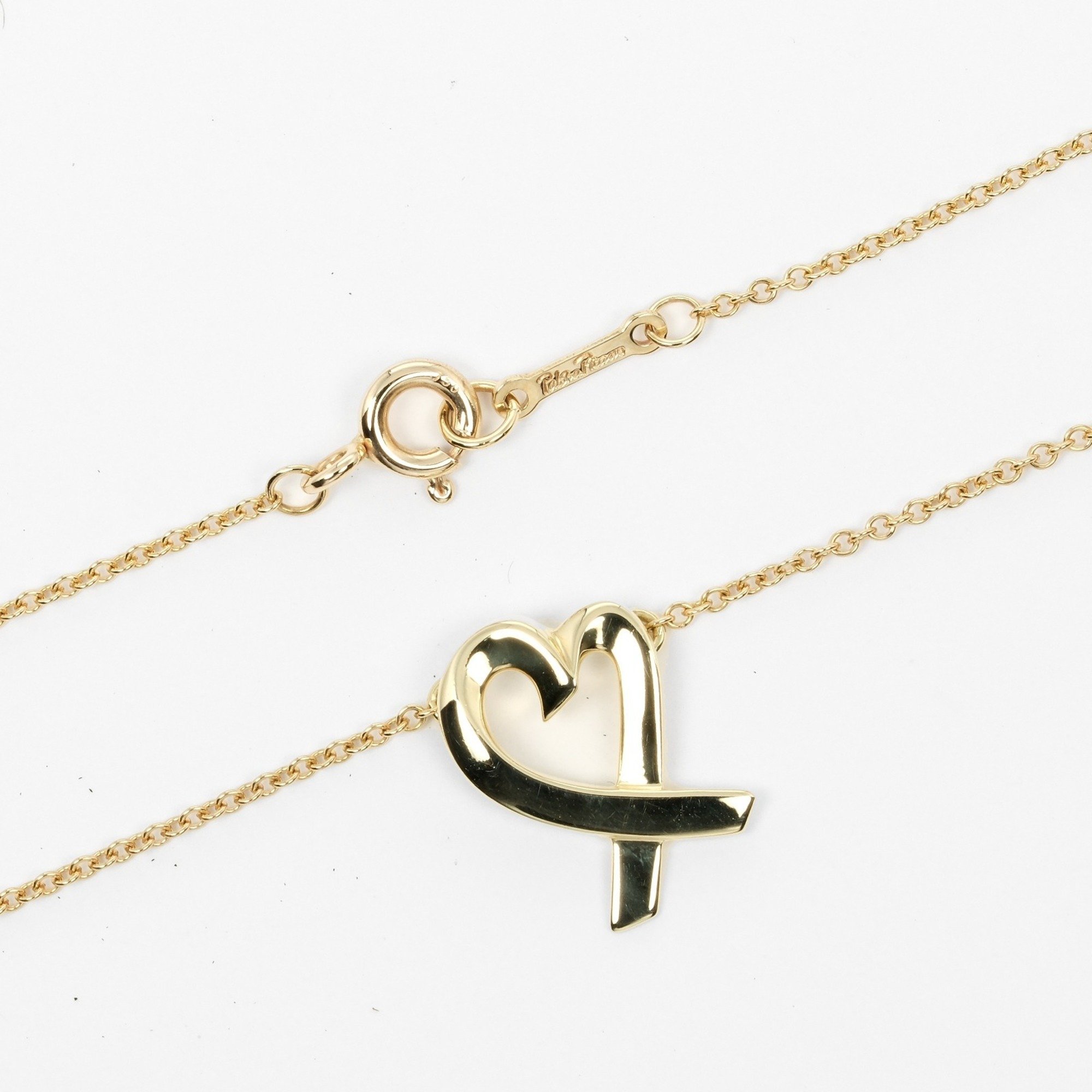 Tiffany & Co. Loving Heart Necklace, K18YG, Yellow Gold, Approx. 2.85g