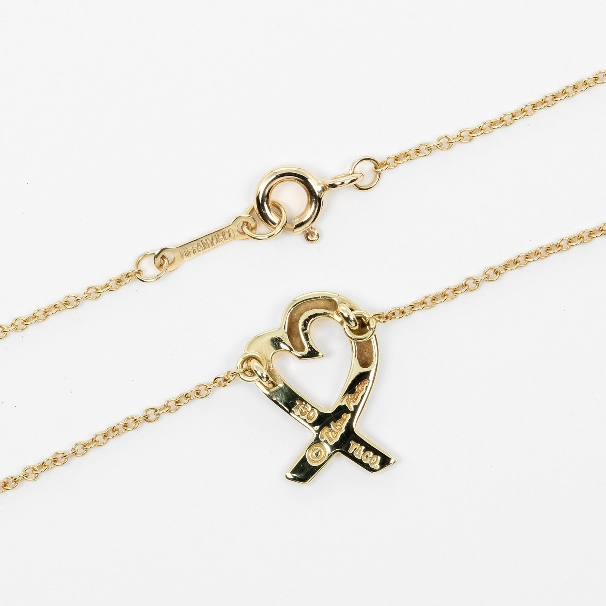 Tiffany & Co. Loving Heart Necklace, K18YG, Yellow Gold, Approx. 2.85g