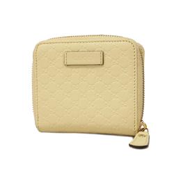 Gucci Wallet Micro Guccissima 449395 Leather Ivory Champagne Women's