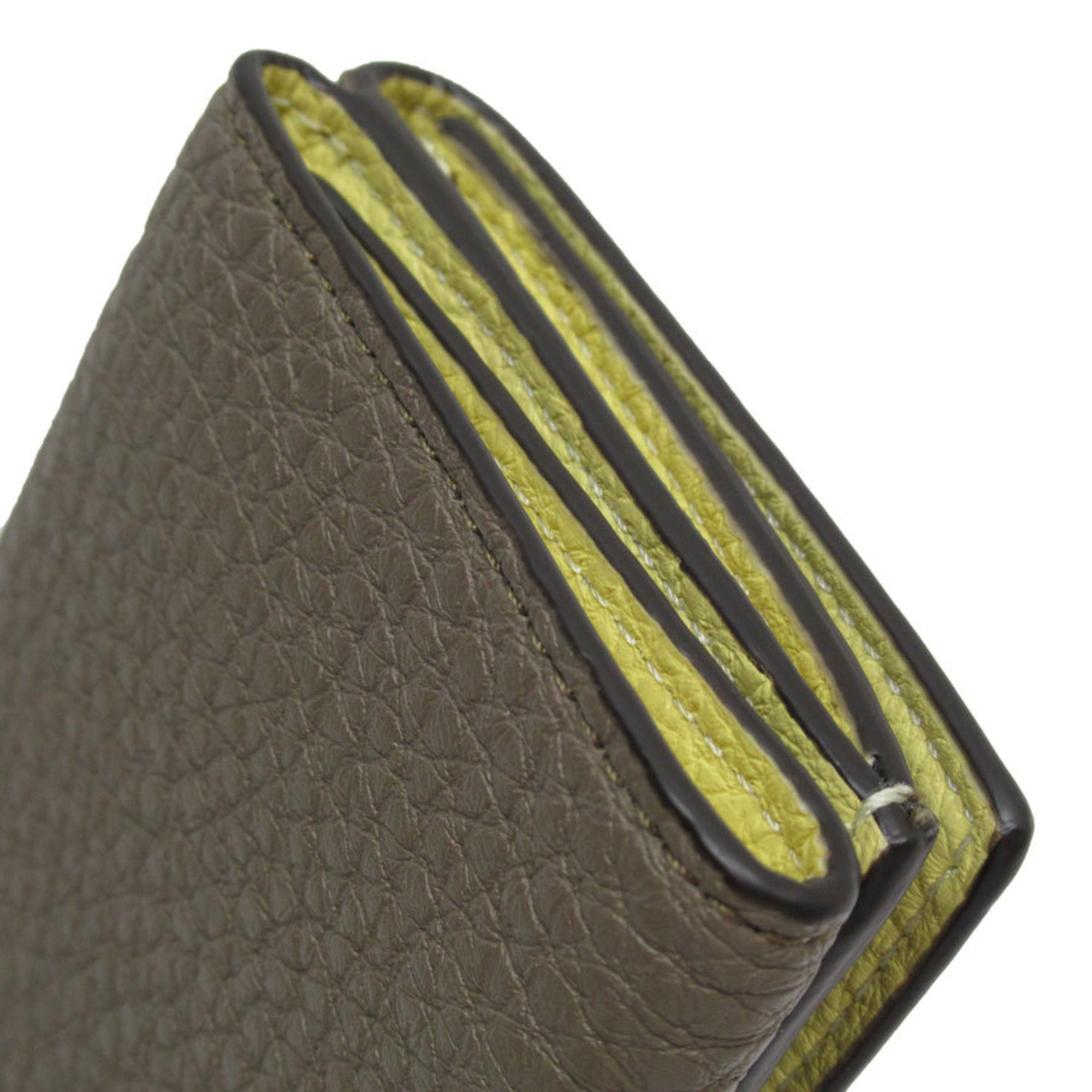 FENDI Tri-fold wallet Compact Leather Greige Men's Women's w0576k