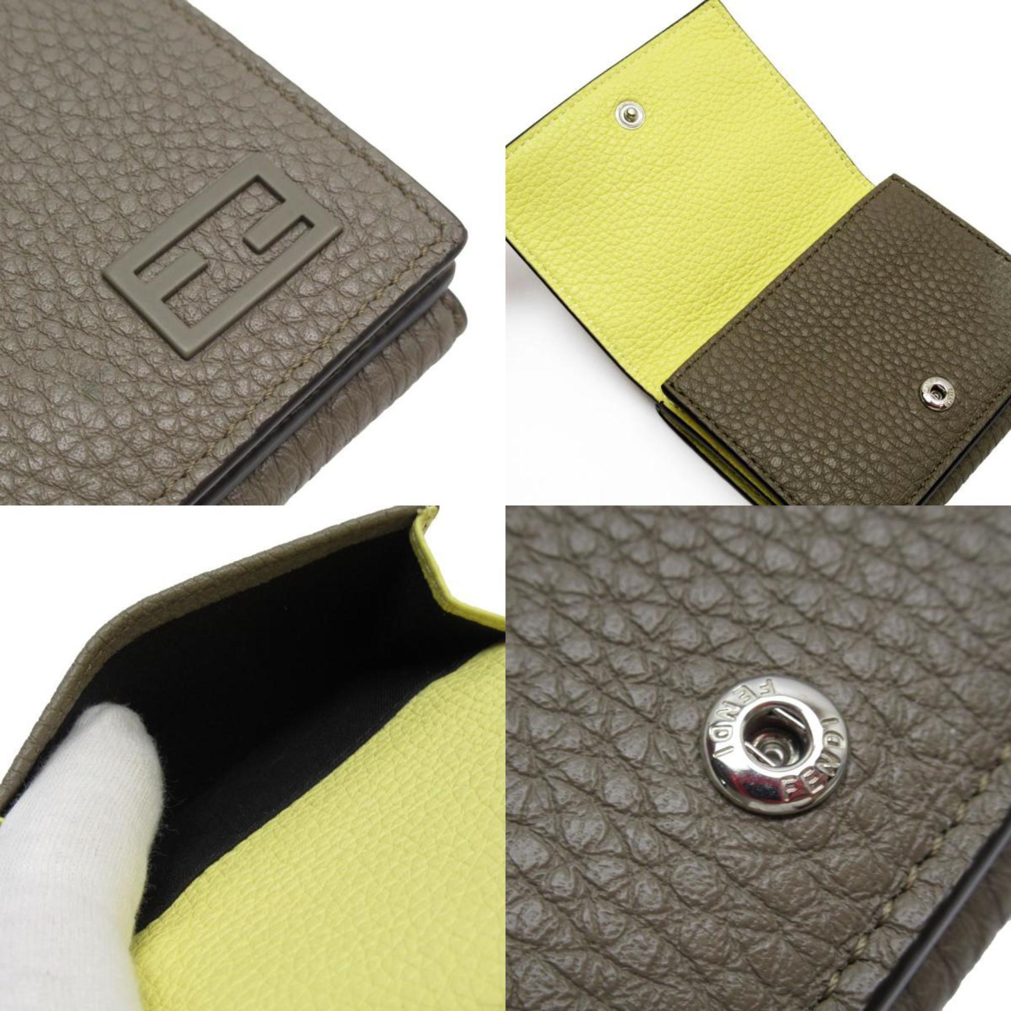 FENDI Tri-fold wallet Compact Leather Greige Men's Women's w0576k