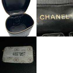 CHANEL Handbag Vanity Bag Caviar Skin Leather Black Women's n0042