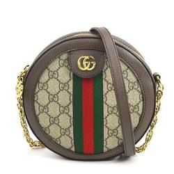 GUCCI Shoulder Bag GG Supreme Leather Beige Brown Gold Women's 550618 e58836i