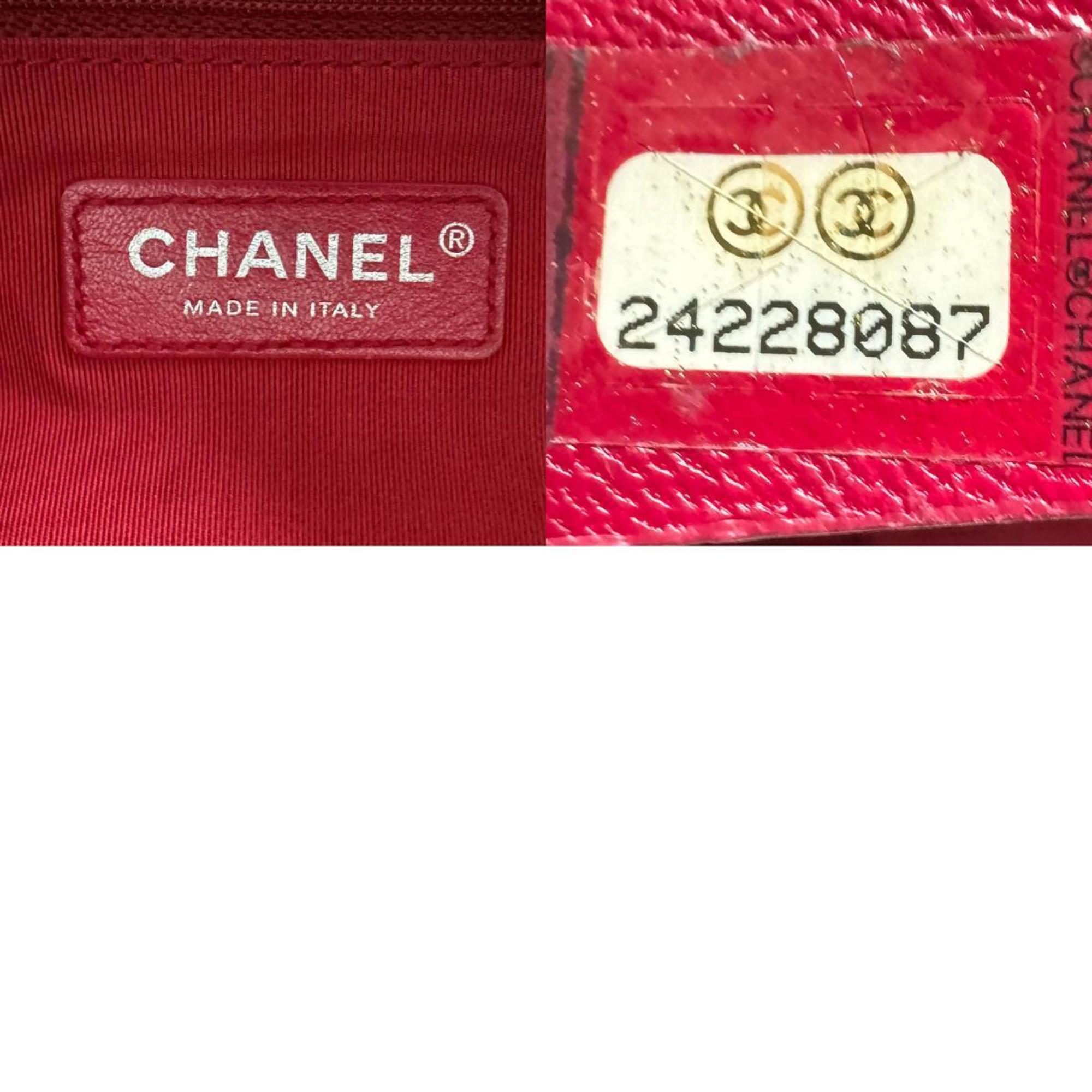 CHANEL Shoulder Bag Gabriel Leather Silver Women's n0026