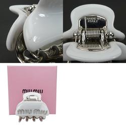 Miu Hair Clip Plastic Metal White Silver Women's e58845j