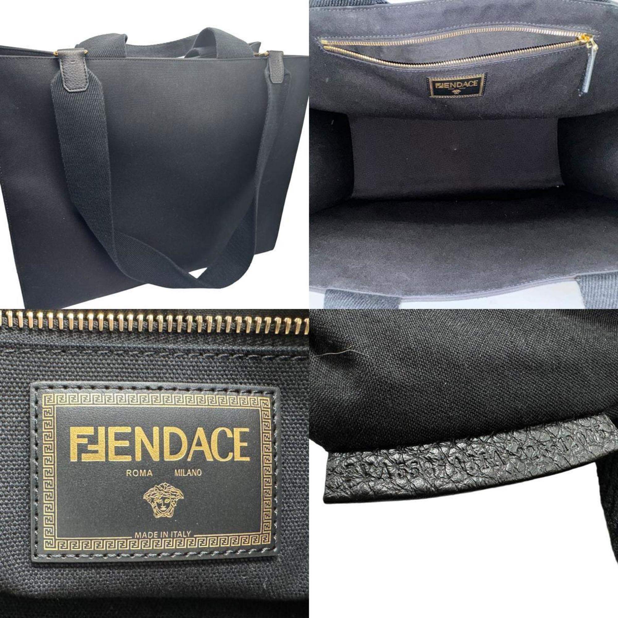 FENDI handbag shoulder bag tote x VERSACE FENDACE canvas black gold men's n0056