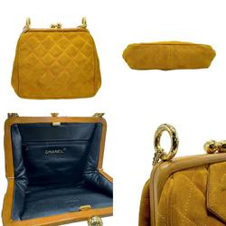 CHANEL Shoulder Bag Suede Yellow Brown Women's n0035