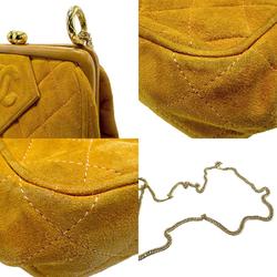 CHANEL Shoulder Bag Suede Yellow Brown Women's n0035