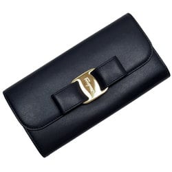 Salvatore Ferragamo Long Wallet Vara Ribbon Leather Navy Women's w0570a