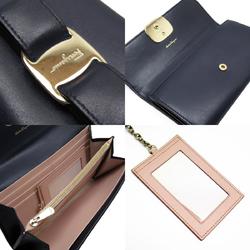 Salvatore Ferragamo Long Wallet Vara Ribbon Leather Navy Women's w0570a