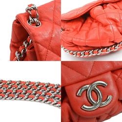 CHANEL Shoulder Bag Matelasse Leather Red Silver Women's e58835a